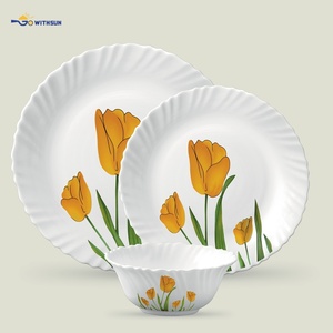 Set da Pranzo in Vetro Opale Bianco da 18 Pezzi con Decalcomania Floreale Personalizzata, Stoviglie in Vetro Opale <span class=keywords><strong>Arcopal</strong></span>, <span class=keywords><strong>Piatti</strong></span> e Ciotole da 10,5'' - Product Image 3