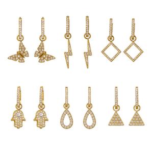 Pendientes Pequeños con Incrustaciones de Circonio, Estilo Geométrico, Hechos a Mano, Chapados en Oro de 18K, Sin Óxido - Product Image 1