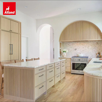 Armoires de cuisine modernes Allandcabinet Fluted Island Slim Shaker Base pour four et micro-ondes avec hotte arquée