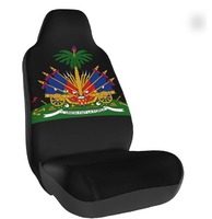 Housse de siège de voiture en polyester avec impression numérique haute définition de la carte d'Haïti, lavable, avec dos élastique, logo personnalisé, accepte les commandes en gros