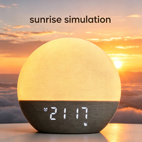 Réveil électronique en tissu avec lumière de réveil et alarme, lumière intelligente effet lever de soleil avec bruit blanc pour le sommeil