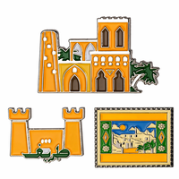 Pin de Esmalte Personalizado con Diseño de Edificio Árabe, Casa Tradicional Saudí, Patrimonio del Golfo, Broche de Metal, Insignia de Recuerdo Turístico con Palma y Castillo