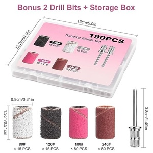 190 Pcs Sanding Bands for <b>Nail</b> Drill Set 80/120/180/240 Grits <b>Nail</b> Sanding Bands for Acrylic Gel Manicures Pedicures - Product Image 6