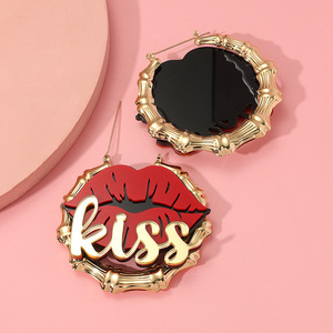 Pendientes <span class=keywords><strong>de</strong></span> <span class=keywords><strong>boca</strong></span> roja punk exagerados con personalidad, superventas, grandes y redondos, labios dorados <span class=keywords><strong>de</strong></span> bambú, pendientes <span class=keywords><strong>de</strong></span> beso, joyería - Product Image 4