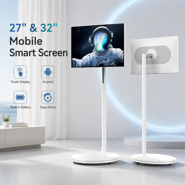 Portable Monitor Touch Screen Smart Tv 32 Inch Android 13/14/15 Rotate Screen Touch Display Movable Tv Monitor