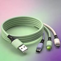 Câble de charge rapide en silicone liquide 5A trois-en-un de haute qualité, très vendu, câble de données multi-interface pour téléphone portable et tablette