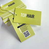 Étiquettes de cheveux en papier épais de luxe Logo personnalisé étiquettes volantes texturées écologiques pour perruque étiquettes de taille imprimées étiquettes vêtements