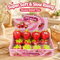 Jouet anti-stress en PU souple en forme de fraise à remontée lente pour enfants et adultes