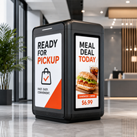 Affichage publicitaire numérique LED à 3 faces monté sur vélo, 500x500x500mm, étanche, pour la promotion de la livraison de salades et de plats