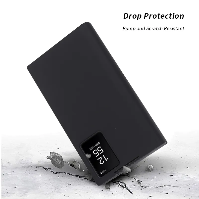 Adatto per Samsung S24 Ultra PU custodia per telefono Smart Window S23 scheda inserzione custodia in pelle ribaltabile ultra-sottile anti-goccia