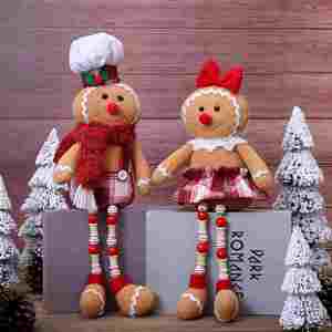 Wholesale Handmade Cloth Christmas Gnome <b>Gingerbread</b> Man Ornaments Traditional Nordic Holiday <b>Decor</b> Wooden Bead Accents Tree - Product Image 1