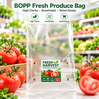 Sacs d'emballage pour fruits et légumes en BOPP micro-perforé à haute clarté, imprimés sur mesure, pour produits frais, supermarchés et vente au détail