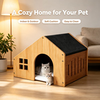 Maisonnette Confortable en Bois pour Animaux de Compagnie avec Design Rectangulaire, Fentes d'Aération, Toit en Tissu – Abri Intérieur Robuste et Douillet pour Chats et Petits Chiens