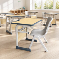 Ensemble de mobilier scolaire direct usine : Bureau d'étudiant avec chaise en plastique et support en acier pour salle de classe, salle de formation et bureau d'étude