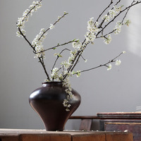 Vas Keramik Jingdezhen Buatan Tangan Desain Perut Besar Gaya Vintage Zen Gaya Modern Abad Pertengahan Dekorasi Meja Rumah untuk Bunga