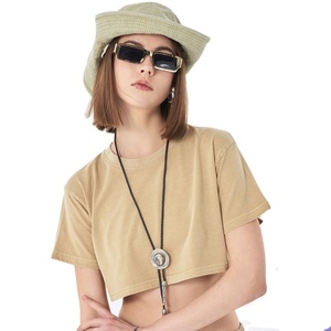 Jicai Custom High Quality Heavy Weight Oversized Streetwear Y2k Clothing Ladies Women's Summer <b>Crop</b> <b>Top</b> Tshirt - Product Image 1