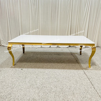 Meubles de fête de mariage en acier inoxydable, Table de Banquet en MDF blanc, prix d'usine bon marché