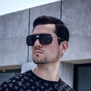 Gafas de Sol de Lujo con Marco Grande para Hombre, Gafas de Sol Cuadradas Extra Grandes de Moda con Degradado Negro para Mujer, Gafas Vintage - Product Image 3