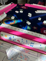 Ensemble de Mahjong américain blanc nacré de luxe, 160 tuiles en acrylique écologique imprimées sur le thème du ski d'hiver, jeu de table pliable et portable