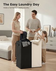 Cesto de Ropa Sucia Doble de 145L con Tapa, Cesto con Dos Compartimentos y Bolsas Extraíbles, Cesta Plegable de 2 Secciones con Tapa - Product Image 4