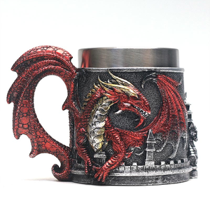 Tazas de cerveza de la muerte de acero inoxidable Angel Demon Scythe Handle Drink Cup As Halloween Horrible Tankard - Product Image 5