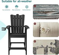 Ensemble de chaises de bar modernes et légères avec table connectée, en plastique HIPS, résistant à l'eau, dossier haut, pour bar extérieur, jardin