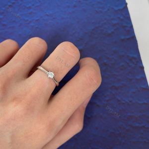 Dylam Classic Design Sterling Silver <b>Iced</b> Out <b>Rings</b> Cubic Zirconia Women Wedding Engagement <b>Ring</b> - Product Image 4