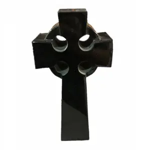 Black Granite Polished Funeral Monument Sctlpture Tombstone Celtic Cross Design Cemetery Headstone