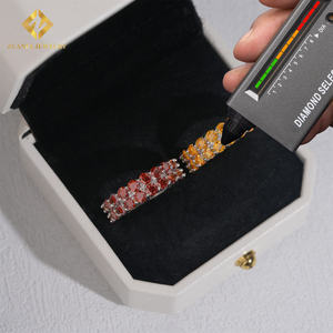 Hip Hop pas cher <span class=keywords><strong>prix</strong></span> 925 argent Sterling plaqué or hommes couleur Moissanite 2 rangées anneaux éternité bande bagues de fiançailles - Product Image 3