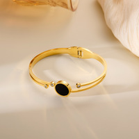 Brazalete de oro geométrico, pulsera versátil en temperamento, brazaletes de acero inoxidable para mujer, joyería de moda, pulseras, brazaletes