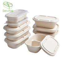 Senang02 la nouvelle liste plaque à pulpe à emporter M Bagasse canne à sucre nourriture Rectangle compartiment boîte biodégradable