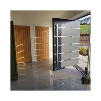Alucasa Pintu Masuk Utama Kayu Solid, Pintu Masuk Pivot Aluminium Depan Villa Desain Sederhana