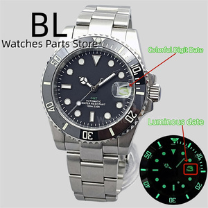 BLIGER 40MM <span class=keywords><strong>Diver</strong></span> orologio da uomo NH35 movimento verde data luminosa nero/verde lunetta in ceramica con cinturino in acciaio spazzolato in vetro zaffiro - Product Image 2