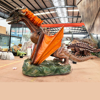 Statue de dragon volant animatronique géante de 7 m - Modèle réaliste de dragon ailé occidental pour la décoration des parcs à thème et des aventures en plein air