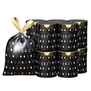 Poliho Thickened Black Printed Garbage Bags With Drawstring L Size Kitchen Use - Product Image 5