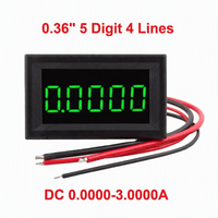 0.36" DC 0-3.0000A Amperemeter Digital LED Mini 5-Digit Empat-Kawat dengan Tegangan Suplai 3.5-30V Bahan ABS