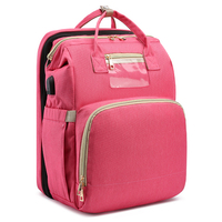 Sac à dos multifonctionnel pour maman, grande capacité 20L, style anglais, polyester, fermeture éclair étanche, avec port USB, pour printemps/été