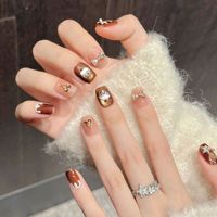 Uñas Postizas Acrílicas Reutilizables Hechas a Mano, Cortas y Cuadradas, Venta al Por Mayor de Fábrica, Juego de Uñas Artificiales para Uso Diario, 10 Piezas