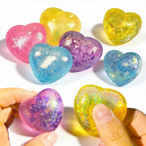 Heart Glitter Squishy Anti-Stress Beads Ball Fidget Sensory Toy Valentine's <b>Gift</b> for Boys and Girls Aged 5 to 7 Years - Product Image 1