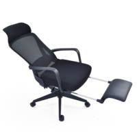 Chaise de bureau ergonomique moderne en maille inclinable avec repose-pieds pliable, support dorsal réglable, dossier haut et coussin en éponge épaisse