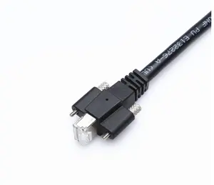 Kabel Jaringan Kamera Industri GigE Kabel Ethernet, RJ45 Pria KE Pria dengan Sekrup