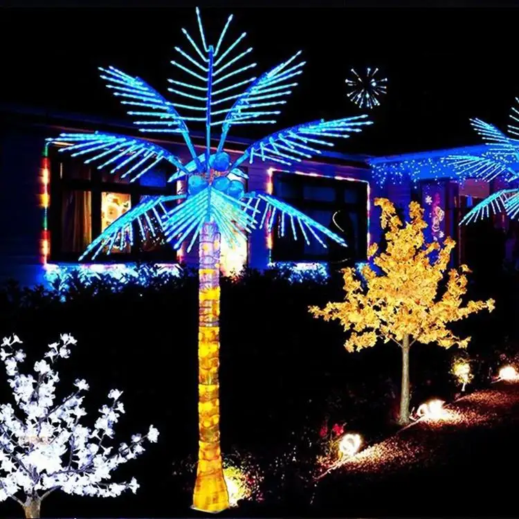 Toprex personalizzato grande parco ornamentale struttura in metallo albero di cocco impermeabile Led esterno palma artificiale