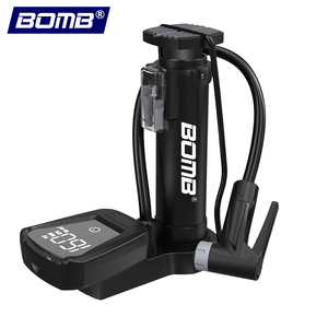 Pompe à pied en acier BOMO, durable, 160 PSI, haute pression, pompe à air pour vélo avec jauge numérique, portable, légère, pour VTT et vélo de route - Product Image 1