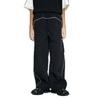 Pantalon de jogging ample noir pour homme, coupe large, taille mi-haute, coupe-vent, taille élastique, streetwear, décontracté, OEM