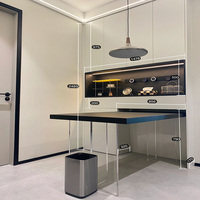 Buffet de cuisine et salle à manger en bois massif au design contemporain, éco-responsable, modulaire, avec console, table, meuble de rangement et armoire latérale