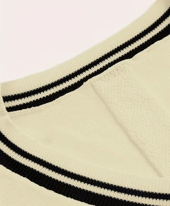 Chaleco de suéter de punto para uniforme escolar de estudiante, chaleco informal con cuello en V, suéter sin mangas, cárdigan escolar - Product Image 6