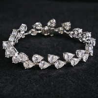 Bracelet tennis en moissanite GRA VVS en forme de poire, en argent sterling 925, minimaliste, double rangée, avec moissanites en goutte d'eau