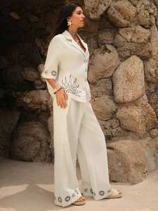 Conjunto de Dos Piezas de Verano para Mujer, Personalizado por el Fabricante, 100% Algodón, Casual, Sólido, Sin Mangas, Largo, Suave y Moderno - Product Image 3