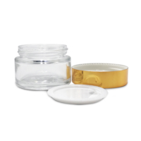 Pots en verre transparent givré pour crème visage de 5g à 100g avec couvercles à vis en or/argent/noir/blanc et impression sérigraphique