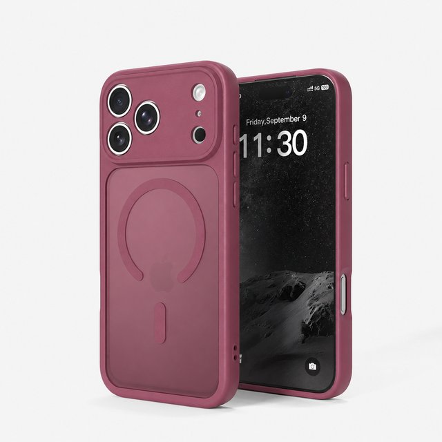 New Cherry Red Magnetic Phone Case for iPhone 18 Pro Max Frosted Matte Shockproof Cover with Camera Protection Design